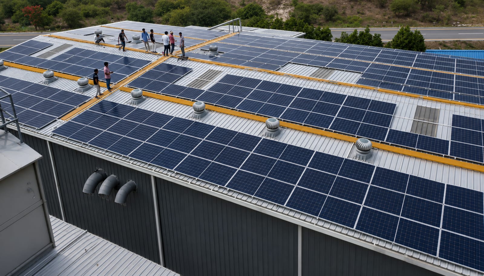 Industrial rooftop solar installation at SSV Agro Industries
